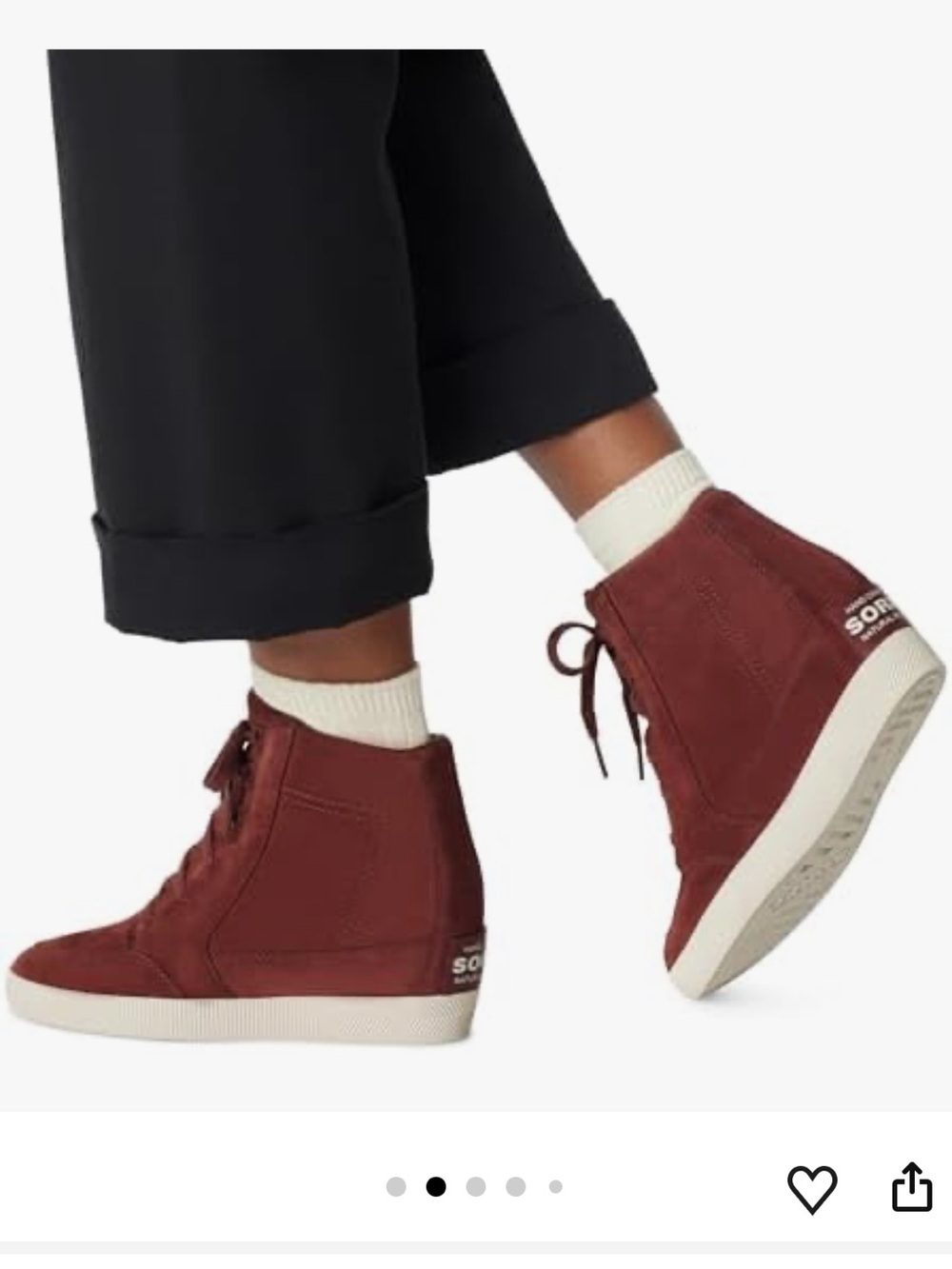 🍷Sorel Wedge Out N About Wedge Sneaker Boots Dark Red 9.5 - Picture 2 of 3
